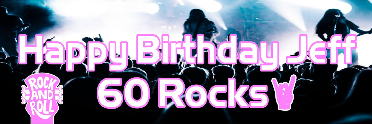 Birthday Banner, Rock & Roll, Rock n Roll, Band Theme, 4 Sizes, Custom Personalized Vinyl Indoor/Outdoor Party Decoration, BB140
