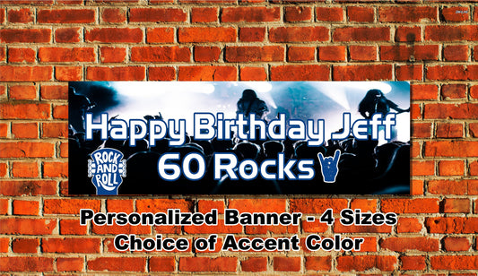 Birthday Banner, Rock & Roll, Rock n Roll, Band Theme, 4 Sizes, Custom Personalized Vinyl Indoor/Outdoor Party Decoration, BB140