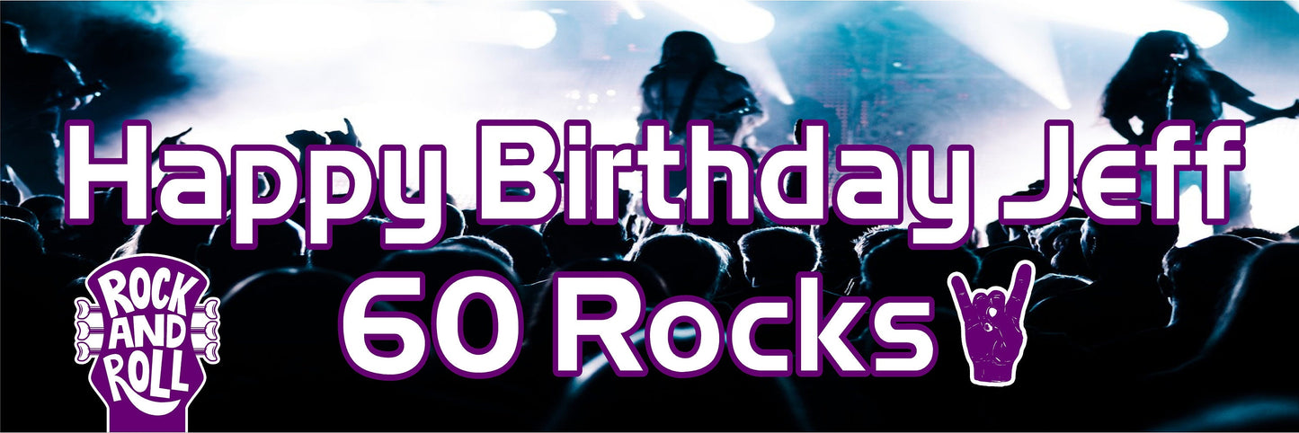 Birthday Banner, Rock & Roll, Rock n Roll, Band Theme, 4 Sizes, Custom Personalized Vinyl Indoor/Outdoor Party Decoration, BB140