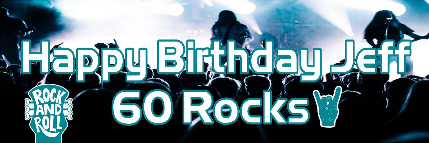 Birthday Banner, Rock & Roll, Rock n Roll, Band Theme, 4 Sizes, Custom Personalized Vinyl Indoor/Outdoor Party Decoration, BB140