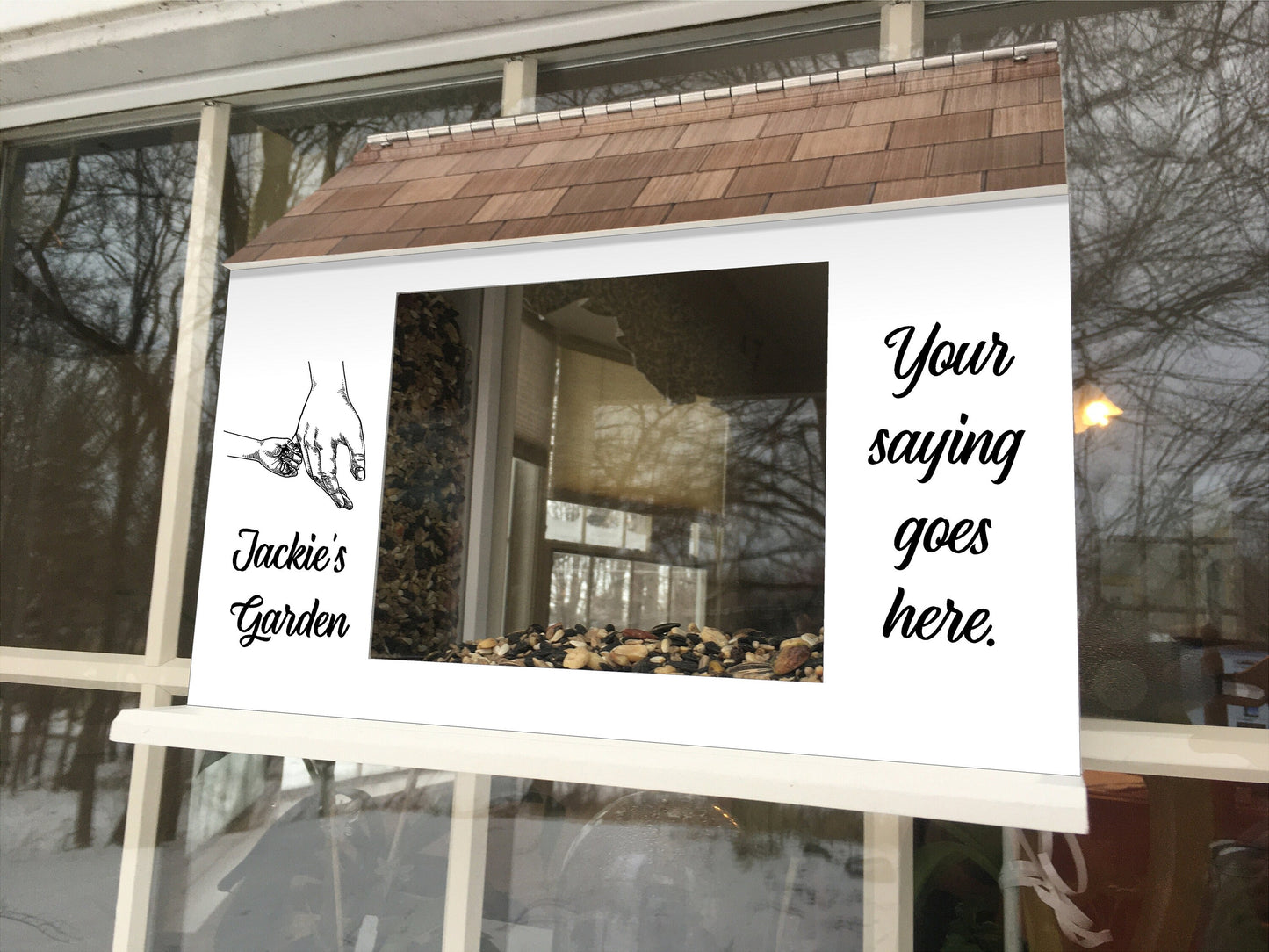 Grandparents BIRD FEEDER, Grandpa Grandma Nana, Window Mount, Choice of phrase and photo or stock graphic | Beautiful Long Lasting