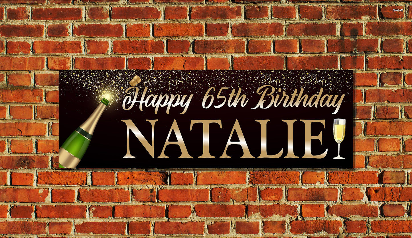 Birthday Banner, Champagne Popping, 4 Sizes, Custom Personalized Vinyl Indoor/Outdoor Party Decoration, BB145