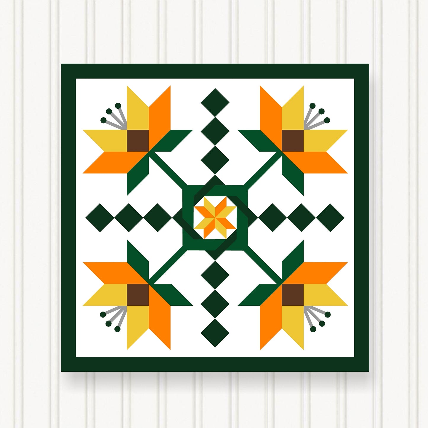 BARN QUILT Block, Beautiful Outdoor or Indoor Square, 7 Sizes, Wall Art Decor, Barn Quilt Sign, Barn Quilt Design BQ104-02