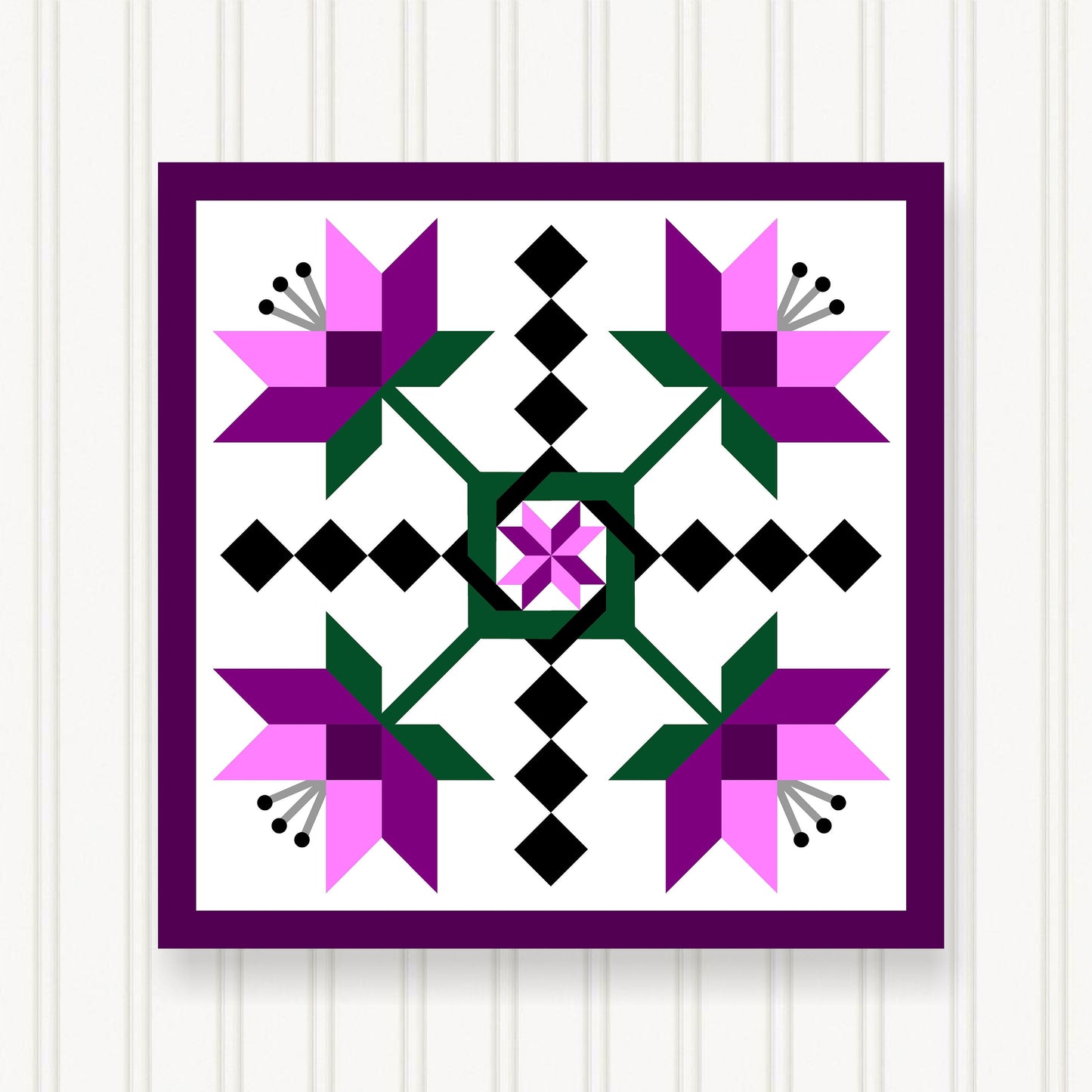 BARN QUILT Block, Beautiful Outdoor or Indoor Square, 7 Sizes, Wall Art Decor, Barn Quilt Sign, Barn Quilt Design BQ104-03