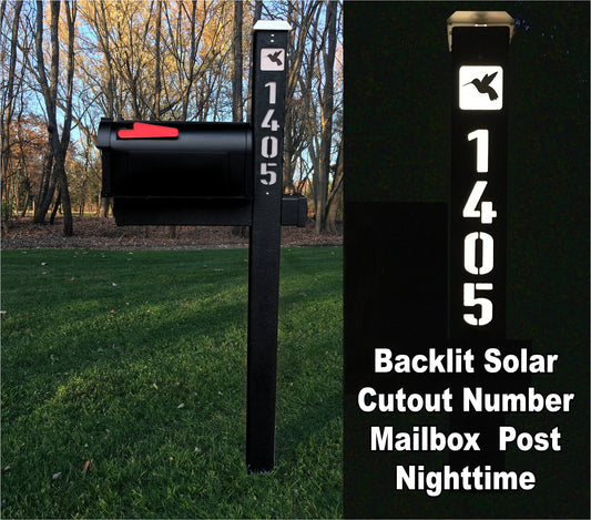 SOLAR ADDRESS CUTOUT Address Mailbox Post, Led House Address Number, Solar Power Street Number, Beautiful Lighted Yard Sign