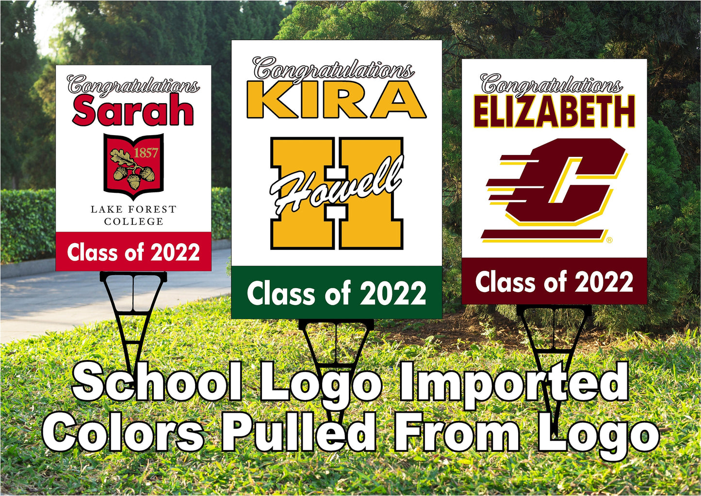GRADUATE BANNER SIGN | 2022 High School / College Logo | Senior Grad Graduation Congrats | Personalized Outdoor Yard Lawn Party Decor  BG103