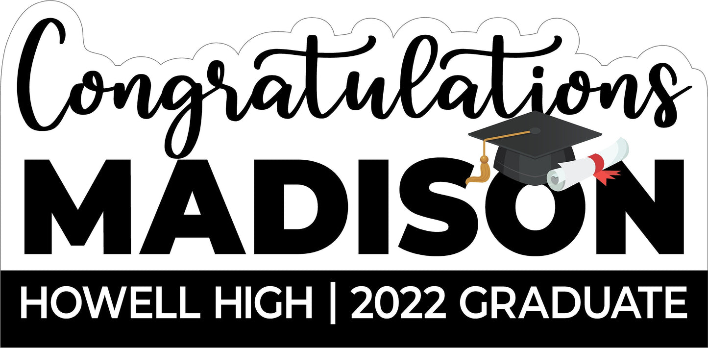 GRADUATION YARD SIGN With Balloons | 2022 High School / College Senior Grad Graduate Congratulations Lawn Card Decoration | 2 Large Sizes