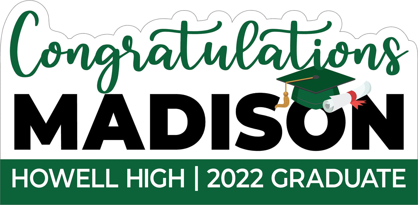 GRADUATION YARD SIGN With Balloons | 2022 High School / College Senior Grad Graduate Congratulations Lawn Card Decoration | 2 Large Sizes
