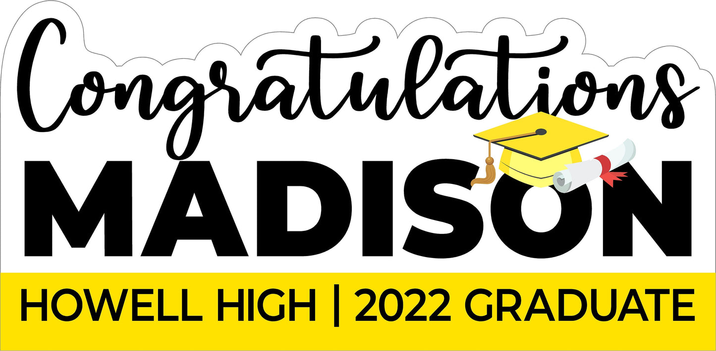 GRADUATION YARD SIGN | 2022 High School / College Senior Grad Graduate Congrats | Personalized Outdoor Lawn Card Decoration | 2 Large Sizes
