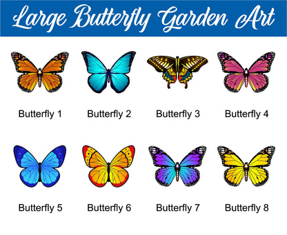 Butterfly Sticks -Large Butterfly Garden Art -Monarch, Blue Morpho and more. Aluminum Skin w/ Plastic Core - NEVER RUSTS - Lasts Years!