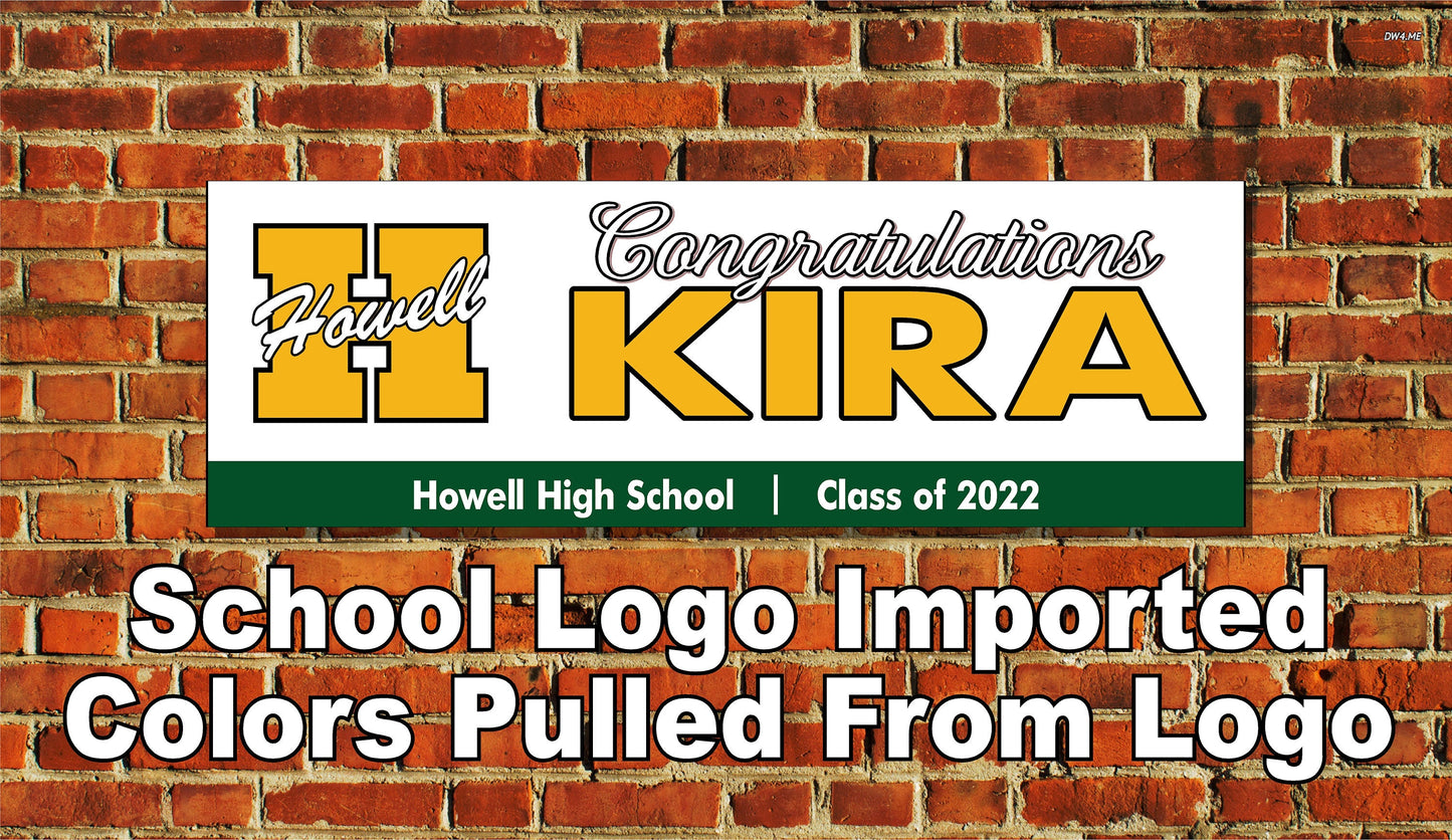 GRADUATE BANNER | 2022 High School / College Logo | Senior Grad Graduation Congrats | Personalized Outdoor Yard Lawn Sign Party Decor BG103
