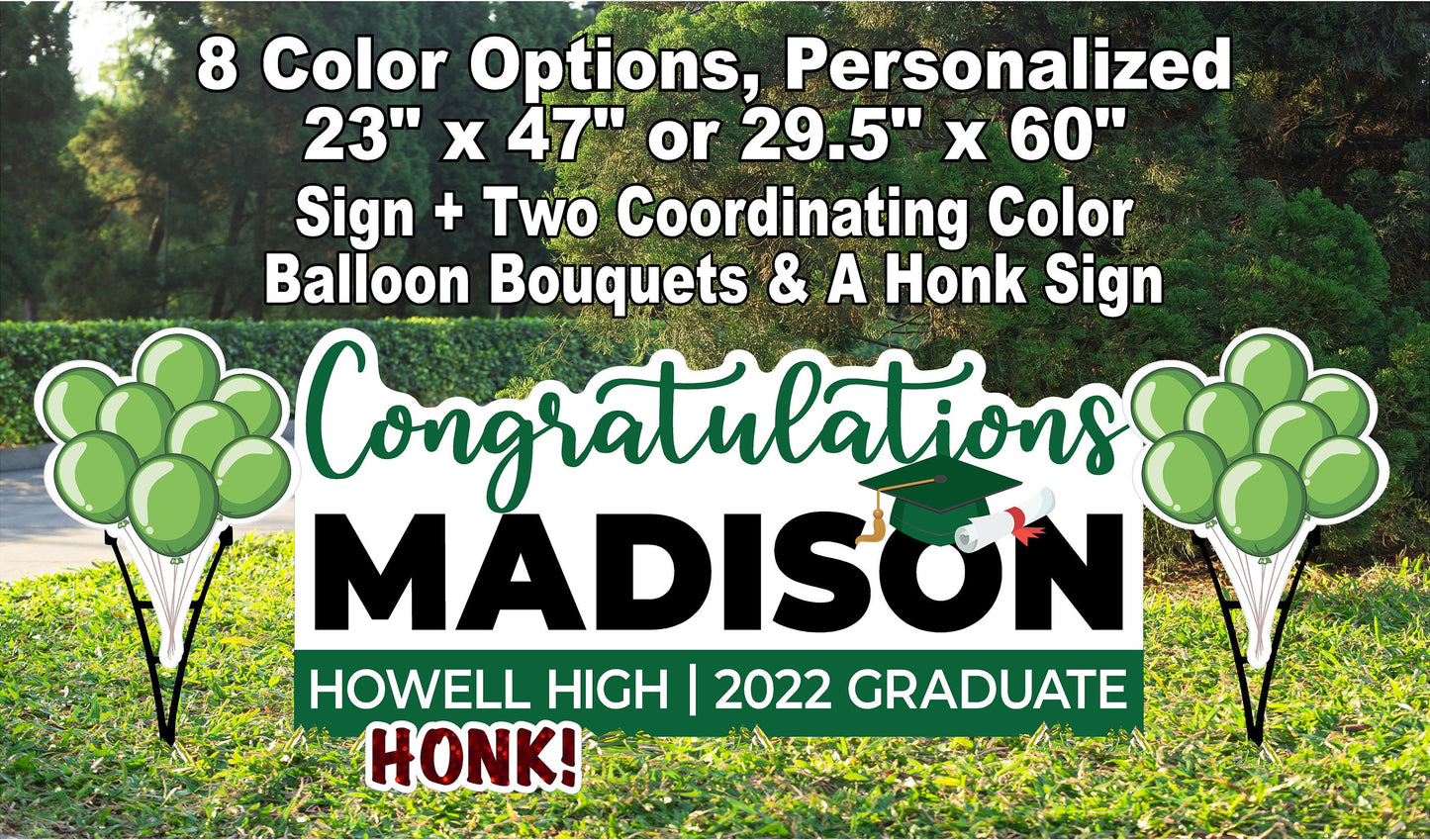 GRADUATION YARD SIGN | 2022 High School / College Senior Grad Graduate Congrats | Personalized Outdoor Lawn Card Decoration | 2 Large Sizes
