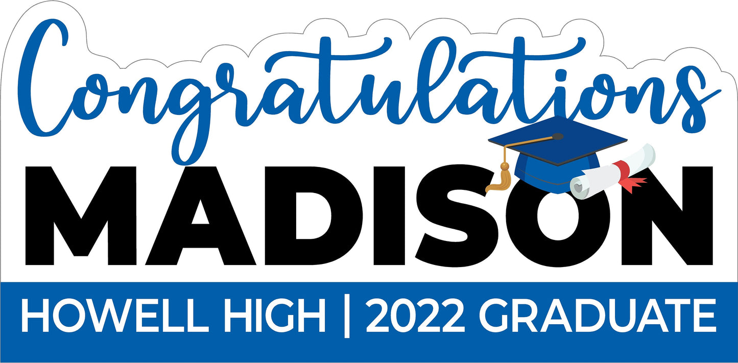 GRADUATION YARD SIGN With Balloons | 2022 High School / College Senior Grad Graduate Congratulations Lawn Card Decoration | 2 Large Sizes