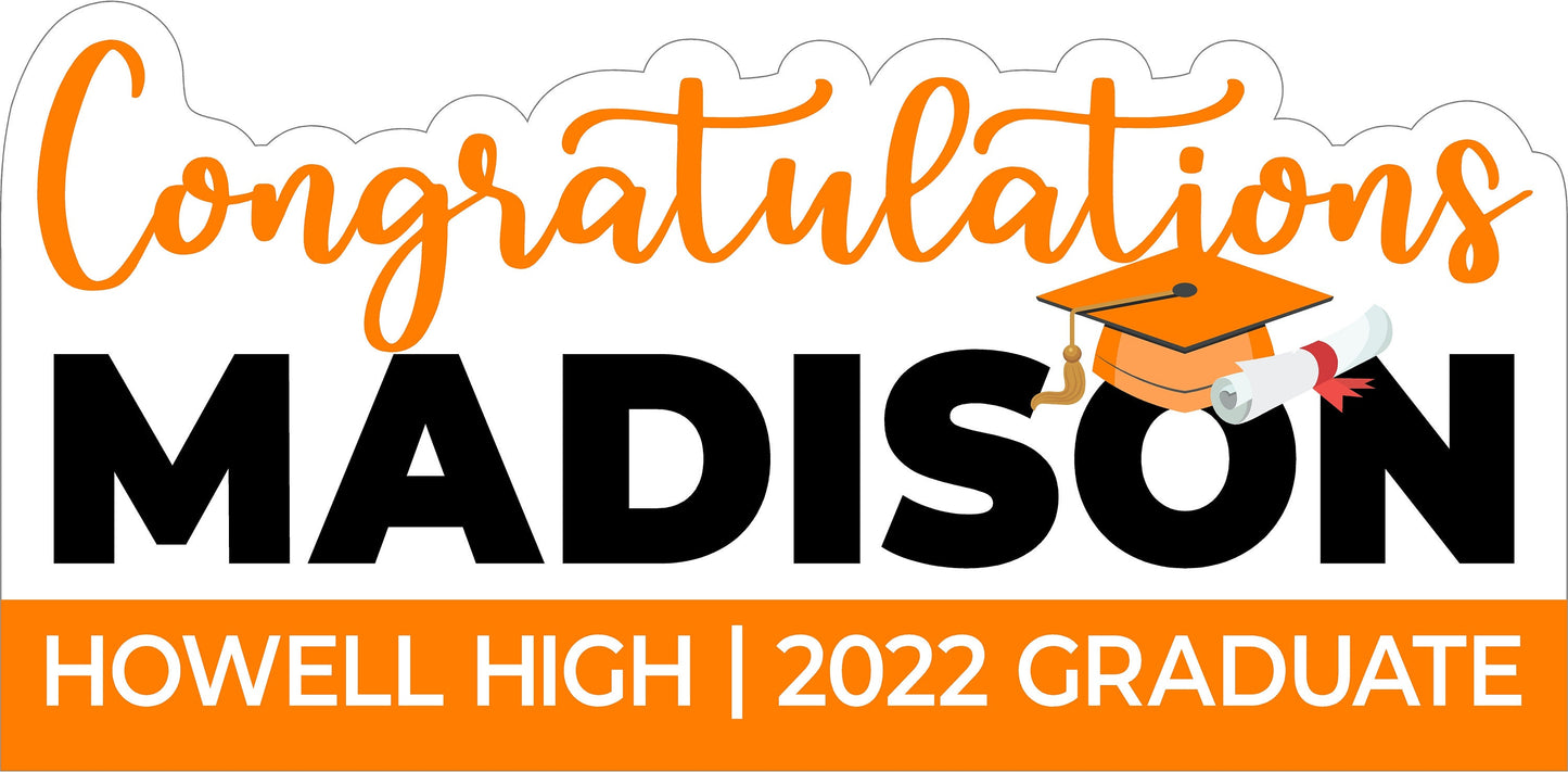 GRADUATION YARD SIGN With Balloons | 2022 High School / College Senior Grad Graduate Congratulations Lawn Card Decoration | 2 Large Sizes