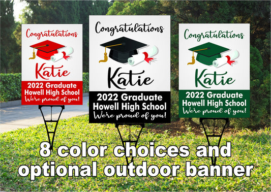 GRADUATE YARD SIGN | 2022 High School / College Senior Grad Graduation Congrats | Personalized Outdoor Lawn Card Party Decoration | YSG101