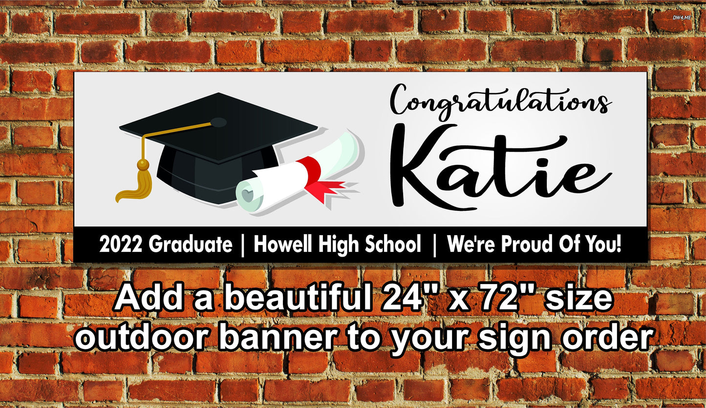 GRADUATE YARD SIGN | 2022 High School / College Senior Grad Graduation Congrats | Personalized Outdoor Lawn Card Party Decoration | YSG101