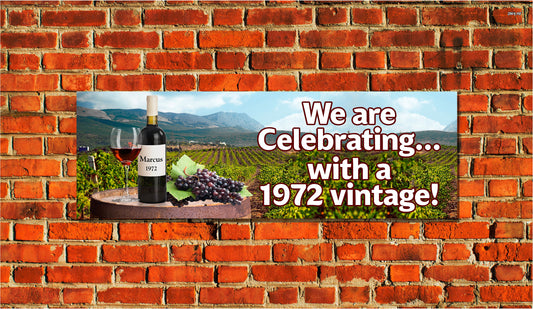 Birthday Banner, Wine Vineyard Wineglass, 4 Sizes, Custom Personalized Vinyl Indoor/Outdoor Party Decoration, BB147