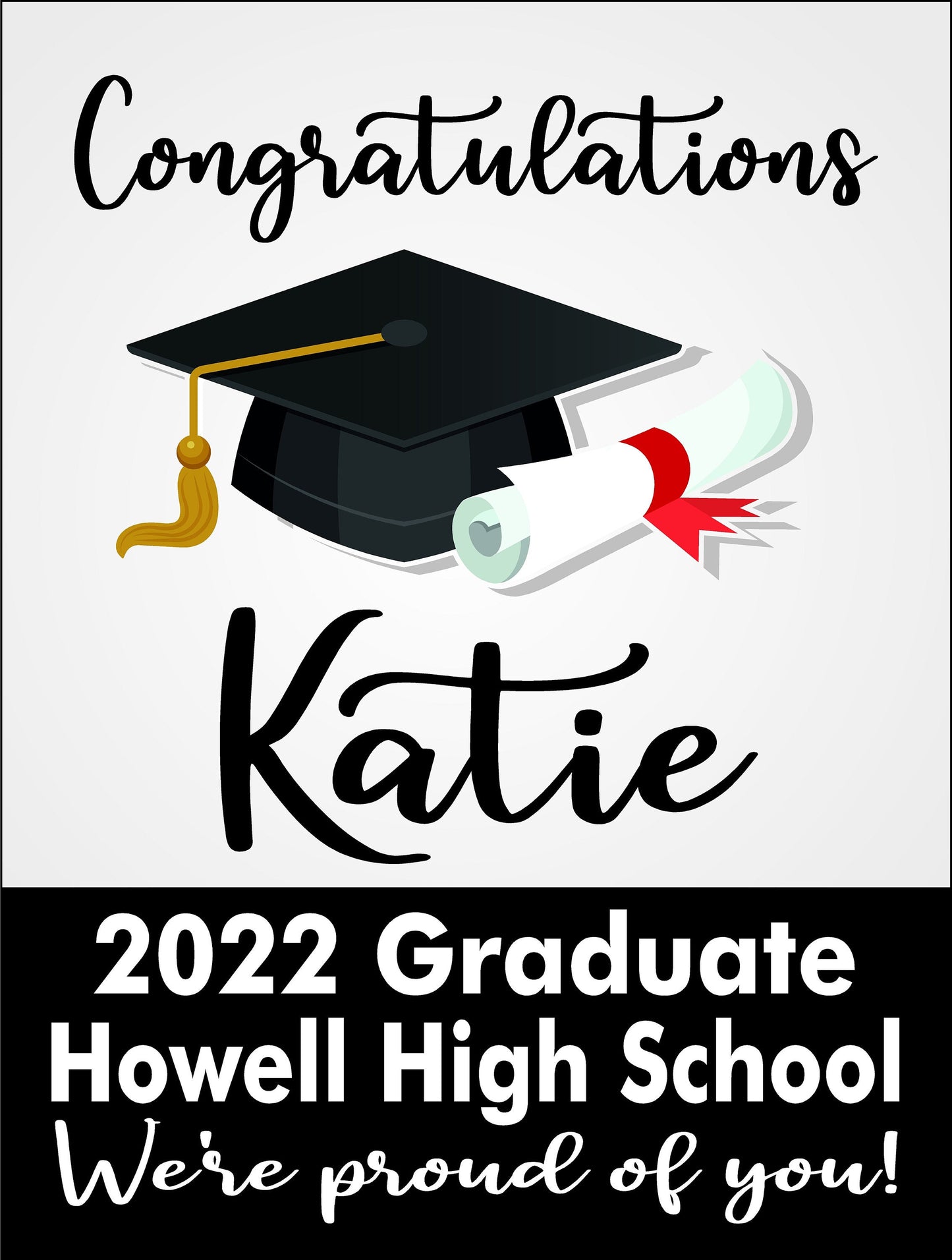 GRADUATE YARD SIGN | 2022 High School / College Senior Grad Graduation Congrats | Personalized Outdoor Lawn Card Party Decoration | YSG101