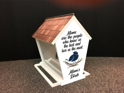 Mother's Day BIRD FEEDER, Personalized for Mom Mama, Hanging or Post Mount, w/Choice of phrase and graphic | Beautiful Long Lasting