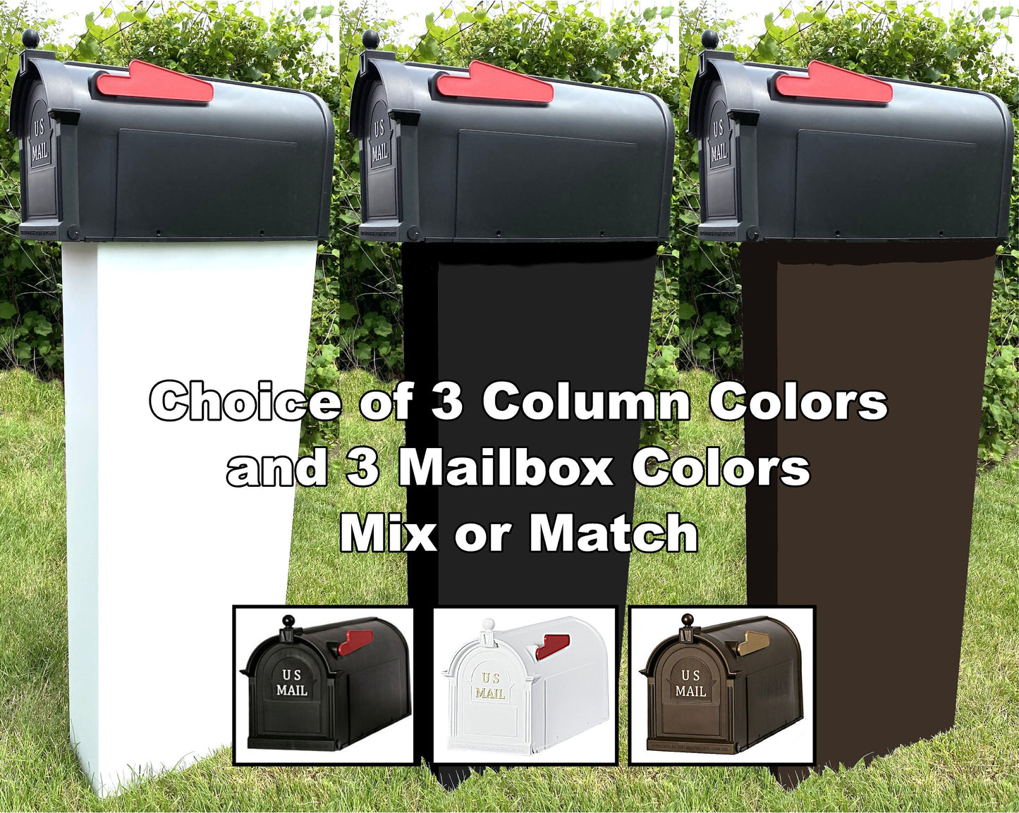 Solar Address Mailbox Post, Column With Solar Backlit Address Sign, Solar Powered LED, Personalize Colors, Graphics and Sign Shapes