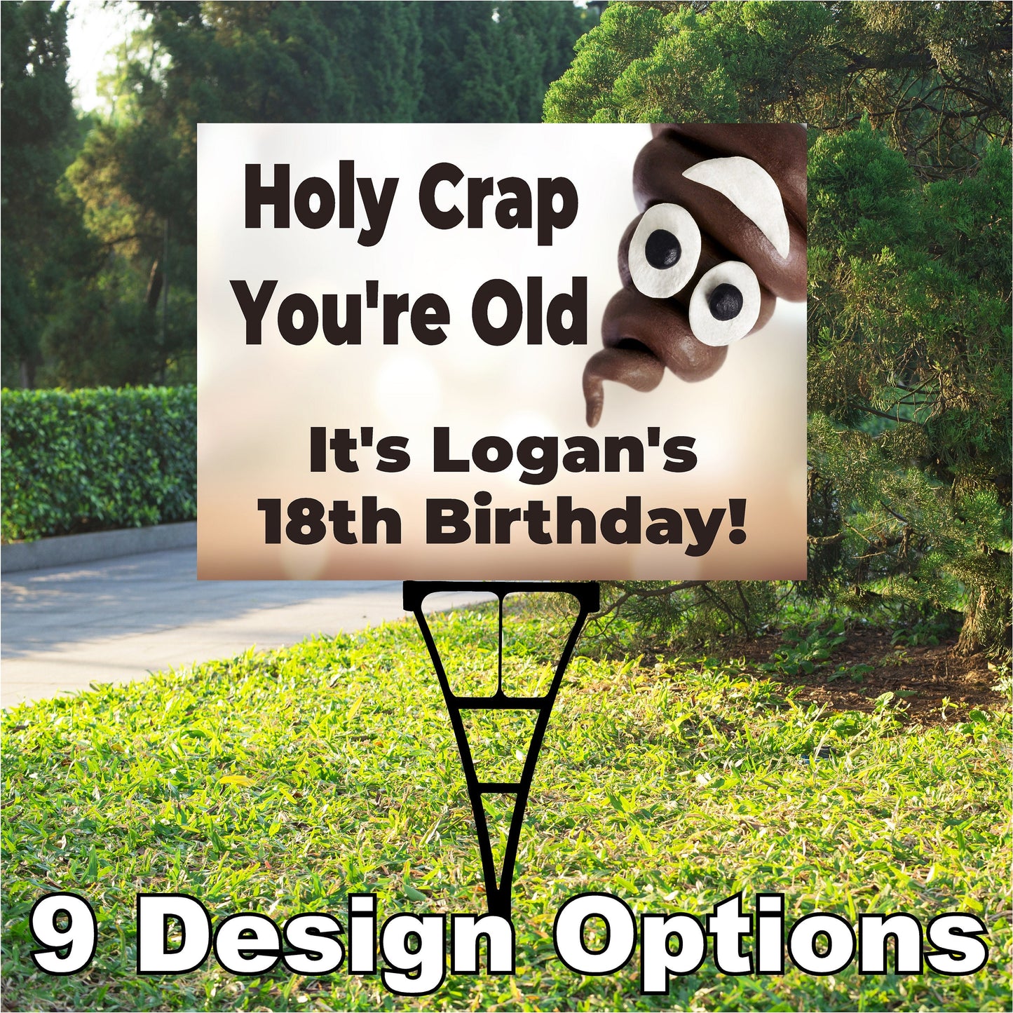 Birthday Yard Sign, Oh Crap, Holy Crap, Load of Crap,  Happy Birthday Outdoor, Corrugated Plastic, inc: stake, BS135