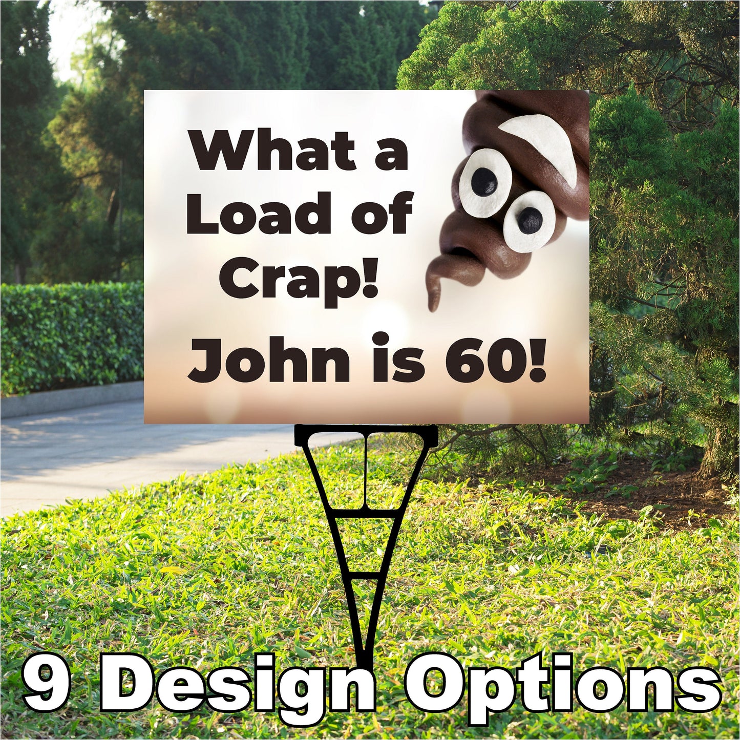 Birthday Yard Sign, Oh Crap, Holy Crap, Load of Crap, Happy Birthday Outdoor, Corrugated Plastic, inc: stake, BS135