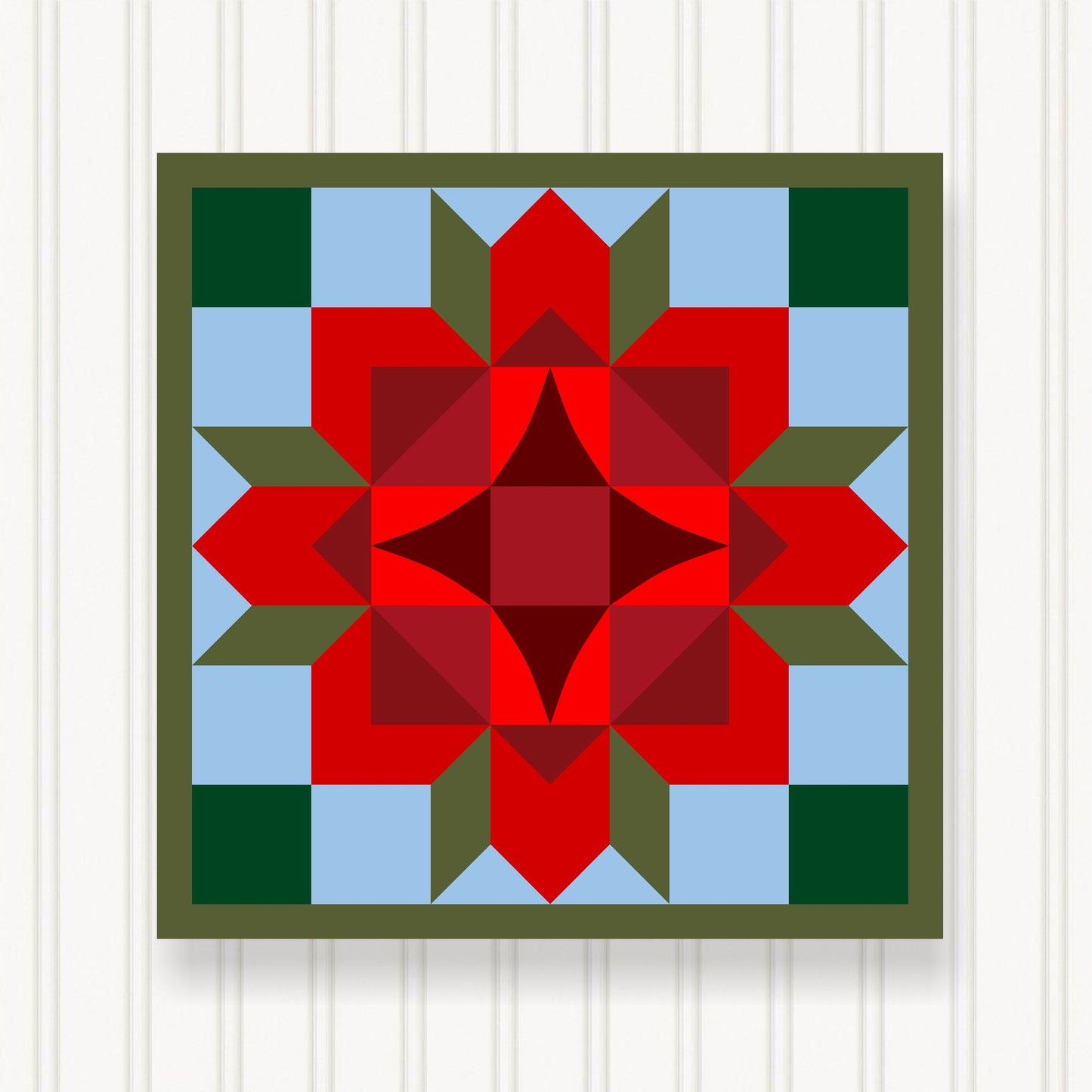 BARN QUILT Block, Beautiful Outdoor or Indoor Square, 7 Sizes, Wall Art Decor, Barn Quilt Sign, Barn Quilt Design BQ112