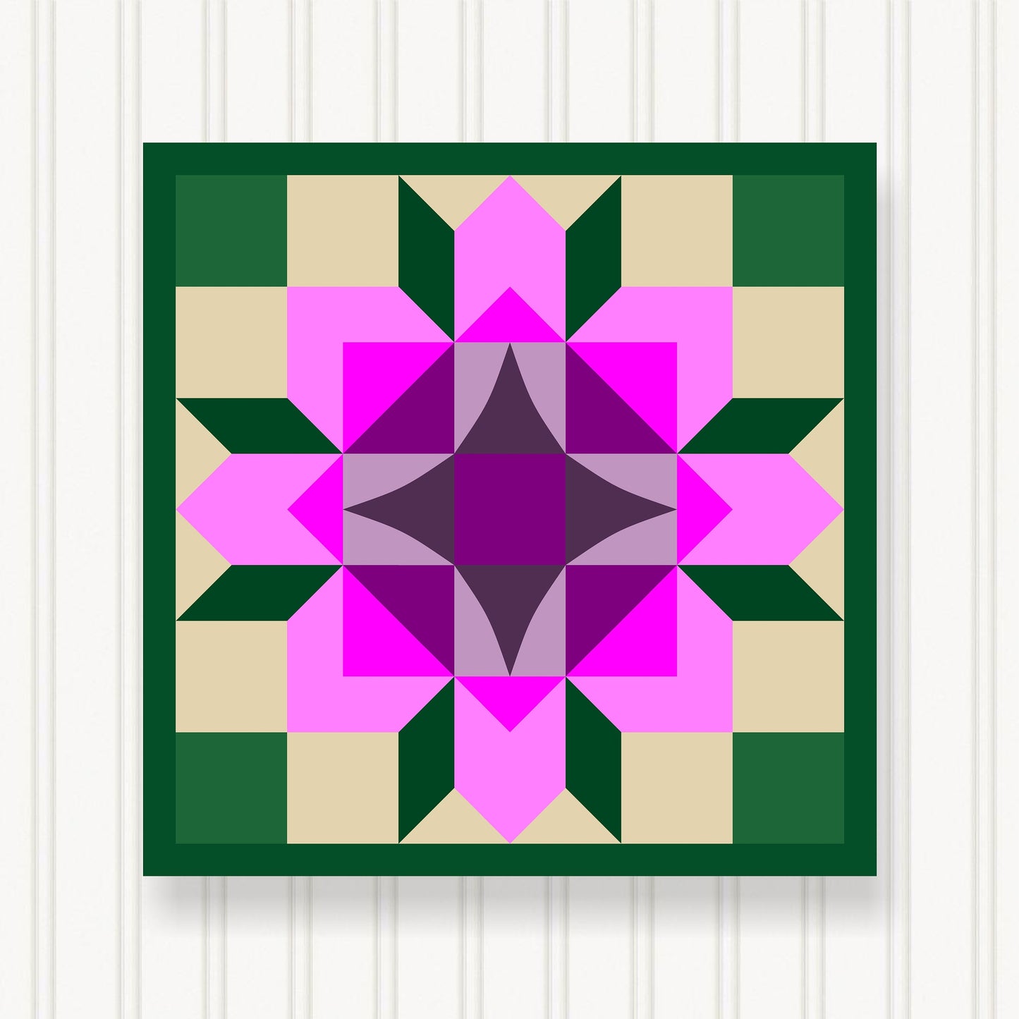 BARN QUILT Block, Beautiful Outdoor or Indoor Square, 7 Sizes, Wall Art Decor, Barn Quilt Sign, Barn Quilt Design BQ114
