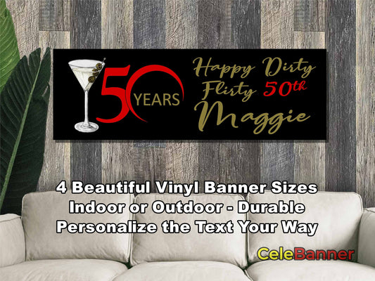 HAPPY BIRTHDAY BANNER, 4 Sizes, Custom Personalized Vinyl Indoor/Outdoor Party Celebration Decoration, Personalize Name and Age, CB213