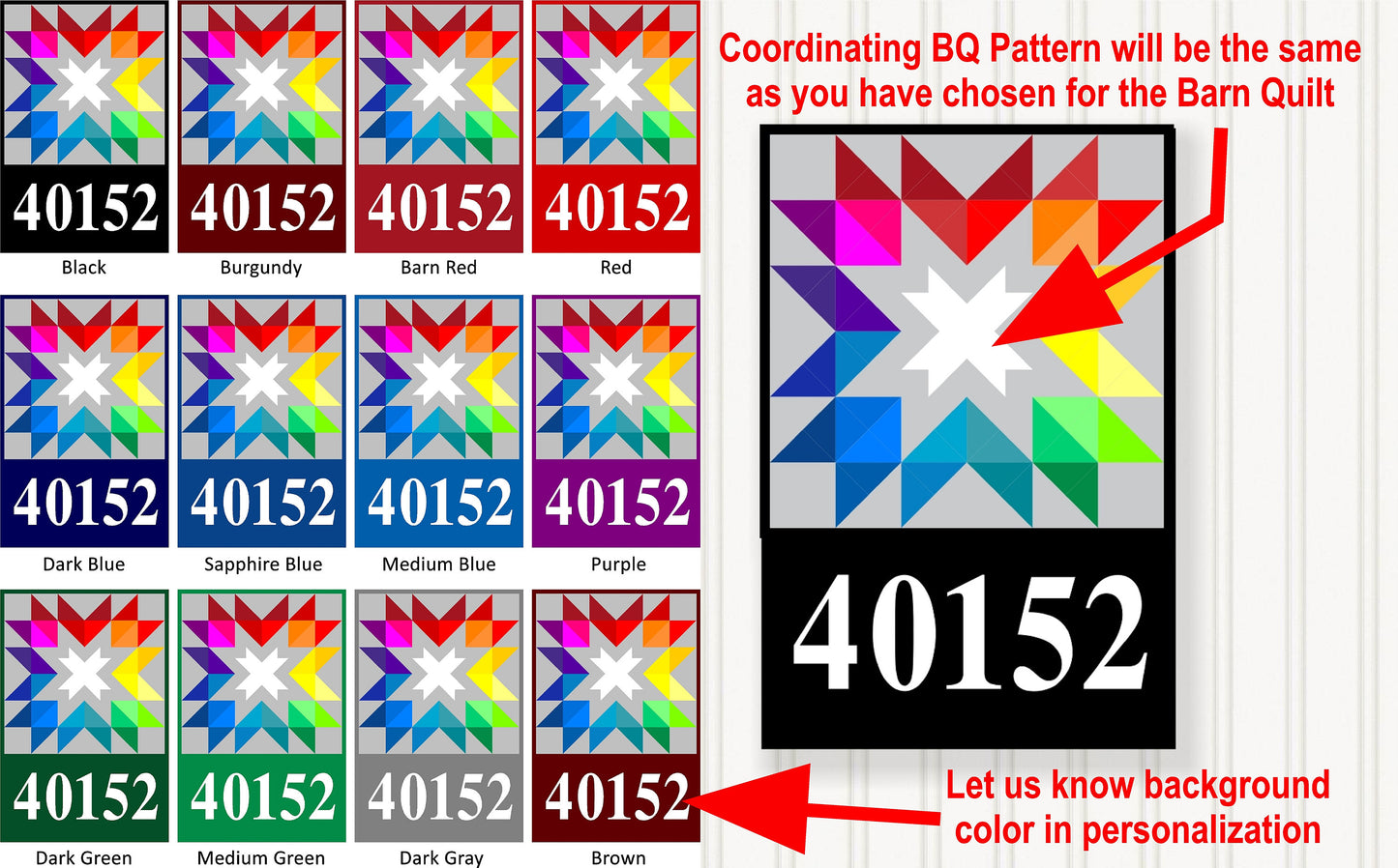 BARN QUILT Block, Beautiful Outdoor or Indoor Square, 7 Sizes, Wall Art Decor, Barn Quilt Sign, Barn Quilt Design BQ013