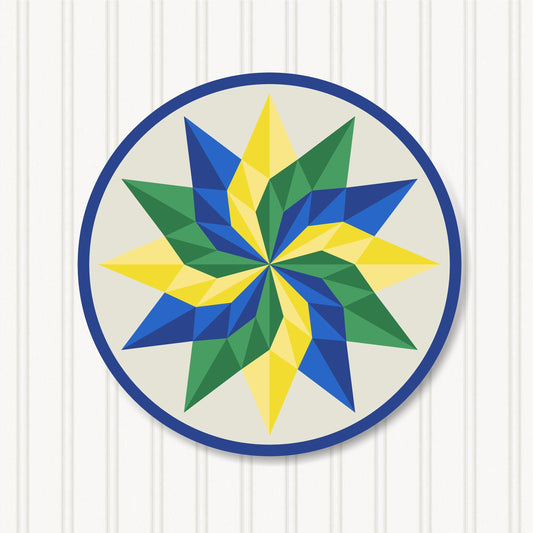 Round Barn Quilt, 6 Sizes, Beautiful Outdoor Wall Art Decor, BQR072-16