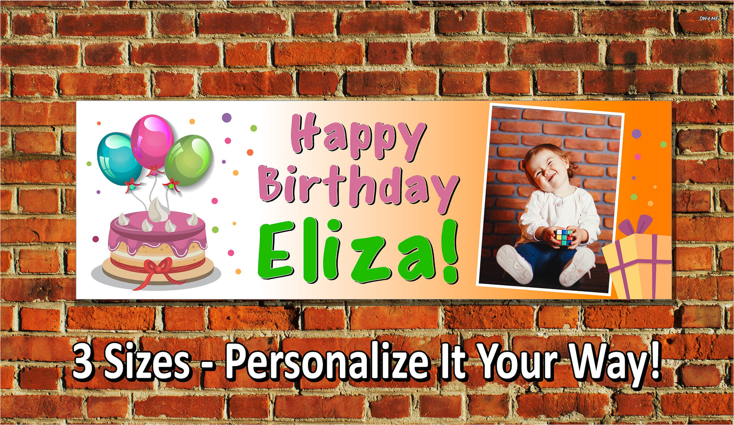 Birthday Banner, Custom Photo, 4 Sizes, Custom Personalized Vinyl Indoor/Outdoor Party Decoration, BB120