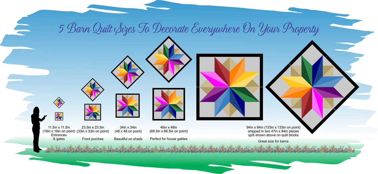 BARN QUILT Block,, 7 Beautiful Sizes, Wall Art Decor, Barn Quilt Sign, Barn Quilt Design BQ116-03