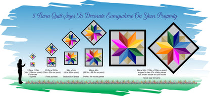 BARN QUILT Block,  Beautiful Outdoor or Indoor Square, 7 Sizes, Wall Art Decor, Barn Quilt Sign, Barn Quilt Design BQ083