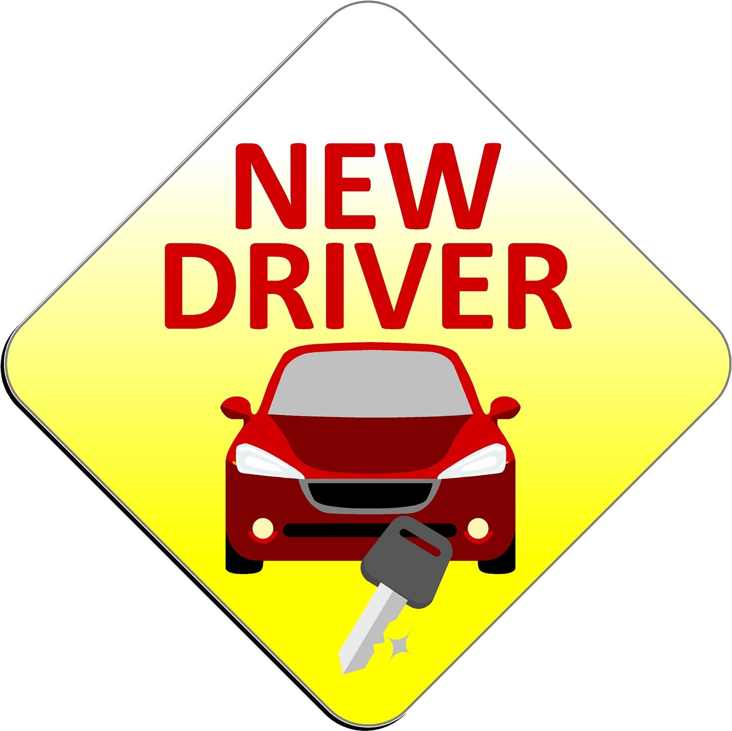 New Driver Magnetic Sign, Beautiful, Colorful, Laminated - Will Last For Years, 5 inches x 5 inches, Won't Blow Off