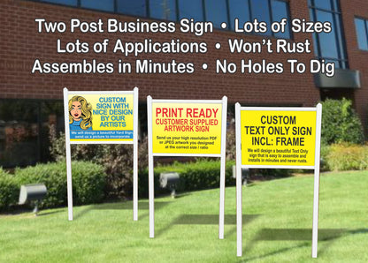 Custom Framed 2 Post Business Sign, 3 Layout Styles, Lots of Sizes - Professional, Beautiful, Easy to Assemble & Install, No Holes To Dig