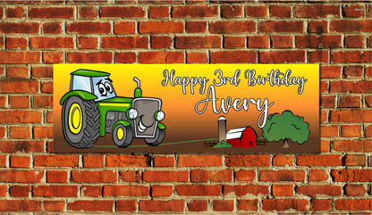 Birthday Banner, Tractor, Farm, 4 Sizes, Custom Personalized Vinyl Indoor/Outdoor Party Decoration, BB125