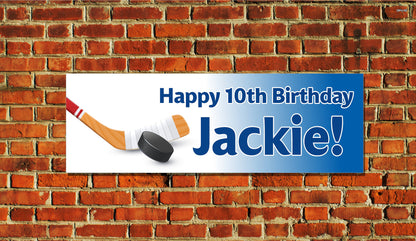 Birthday Banner, Hockey, 4 Sizes, Custom Personalized Vinyl Indoor/Outdoor Party Decoration, BB133