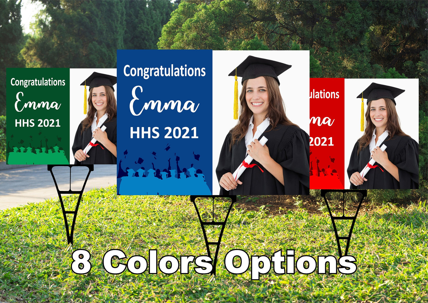 GRADUATION BANNER SIGN | 2024 High School / College Photo | Senior Grad Graduate Congrats | Personalized Outdoor Yard Lawn Party Decor BG101