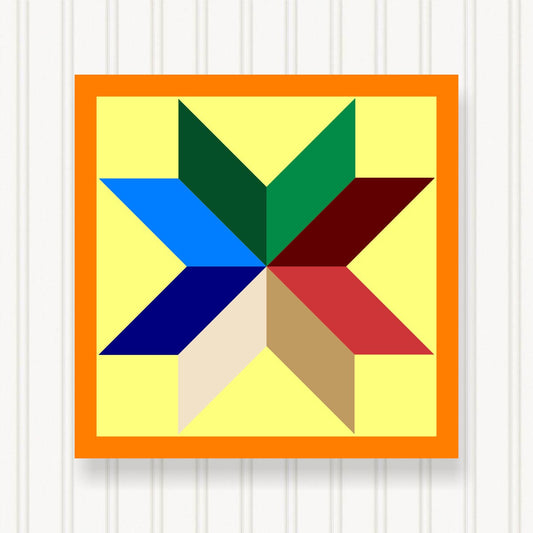 BARN QUILT Block,  Beautiful Outdoor or Indoor Square, 7 Sizes, Wall Art Decor, Barn Quilt Sign, Barn Quilt Design BQ007-04