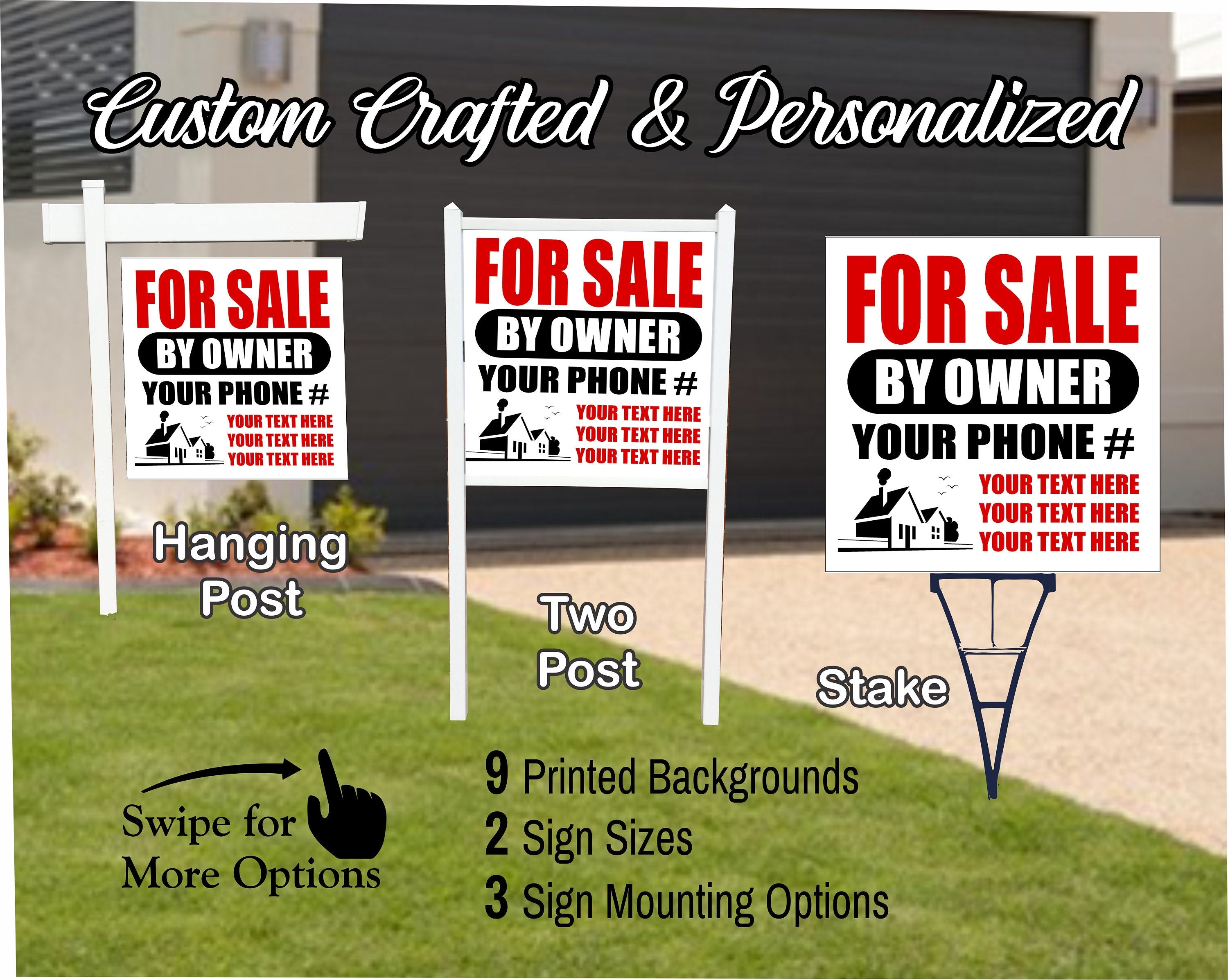 HOME FOR SALE By Owner Sign | Custom Real Estate Yard Sign | Custom Ou ...