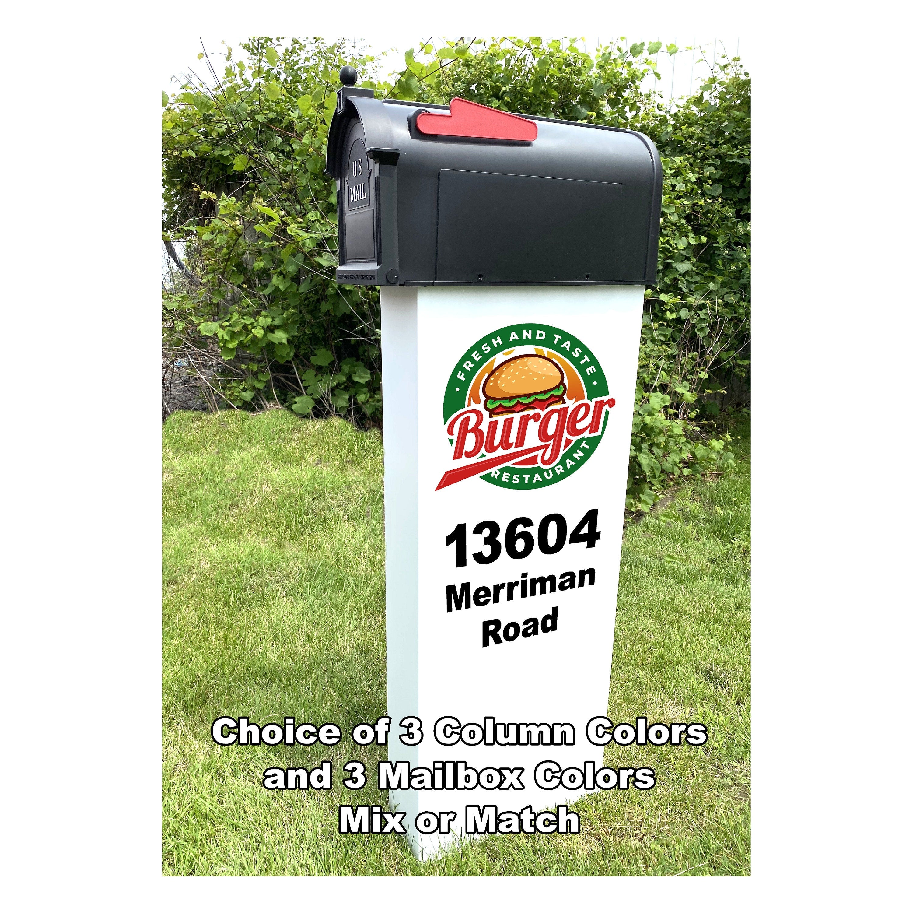 Mailbox & Mailbox Post with Custom Logo and Address, 3 baked on alumin ...