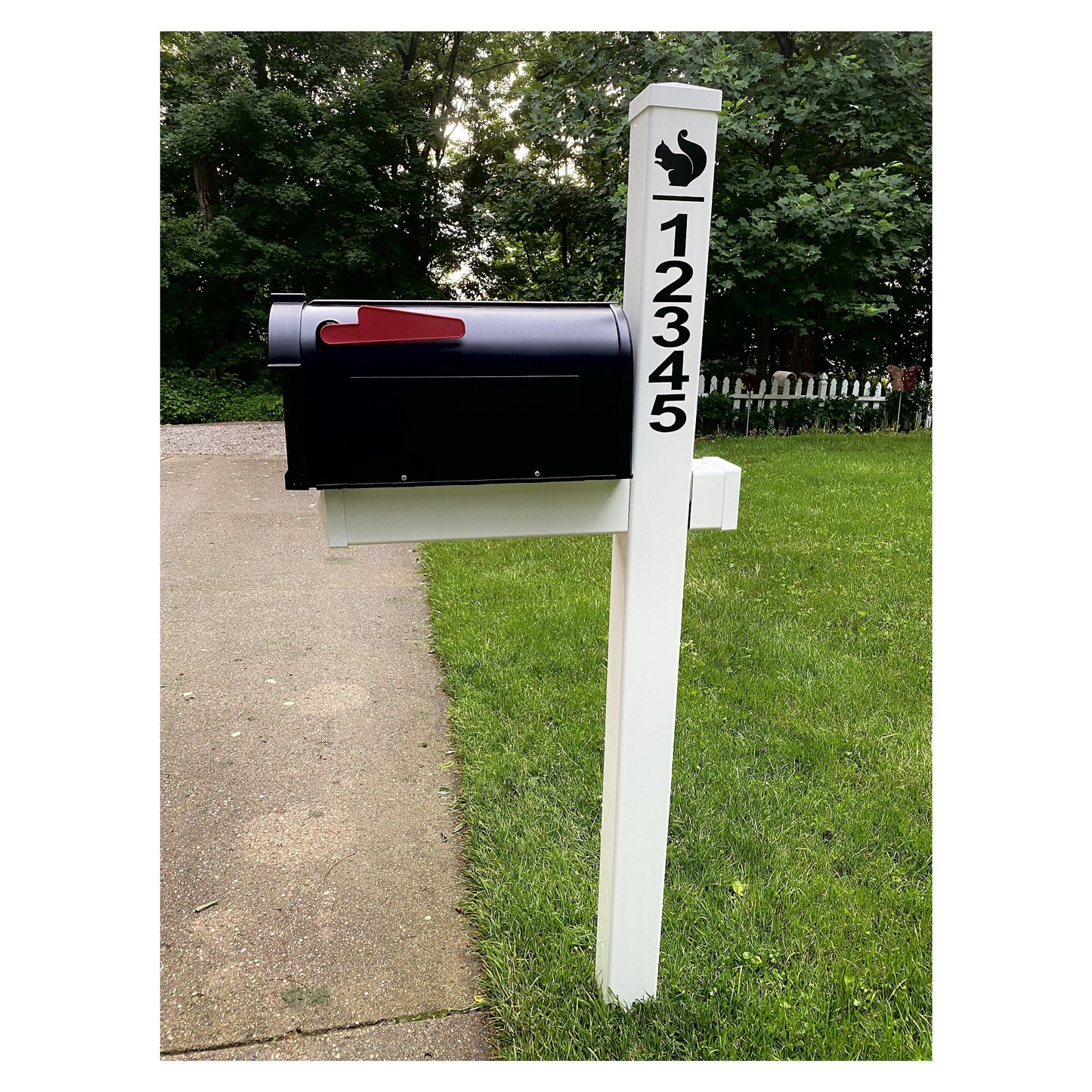 Personalized Mailbox Post & Mailbox, white pvc, 2 sided Custom Address/Graphic - long lasting, 3 mailbox Colors, optional sign and Bracket