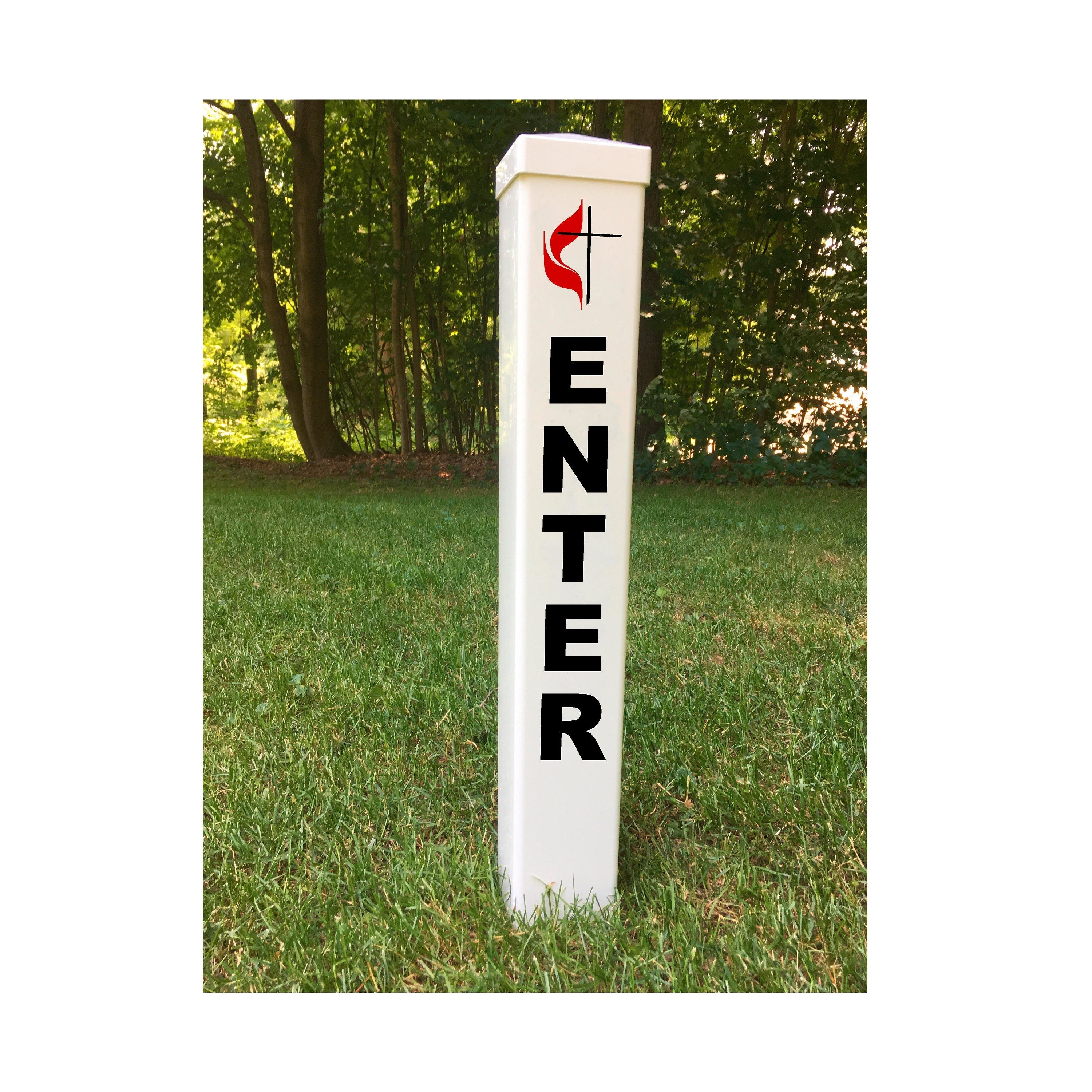 Enter Exit Sign Post, Includes Denomination Logo - 3 Sided Graphics ...