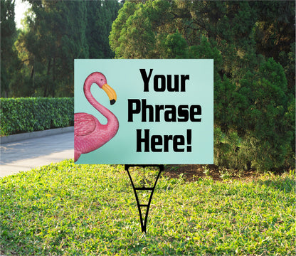 Birthday Yard Sign, What The Flock or Oh Flock or Flock Yeah - Pink Flamingo, Happy Birthday Outdoor, Corrugated Plastic, inc: stake, BS113