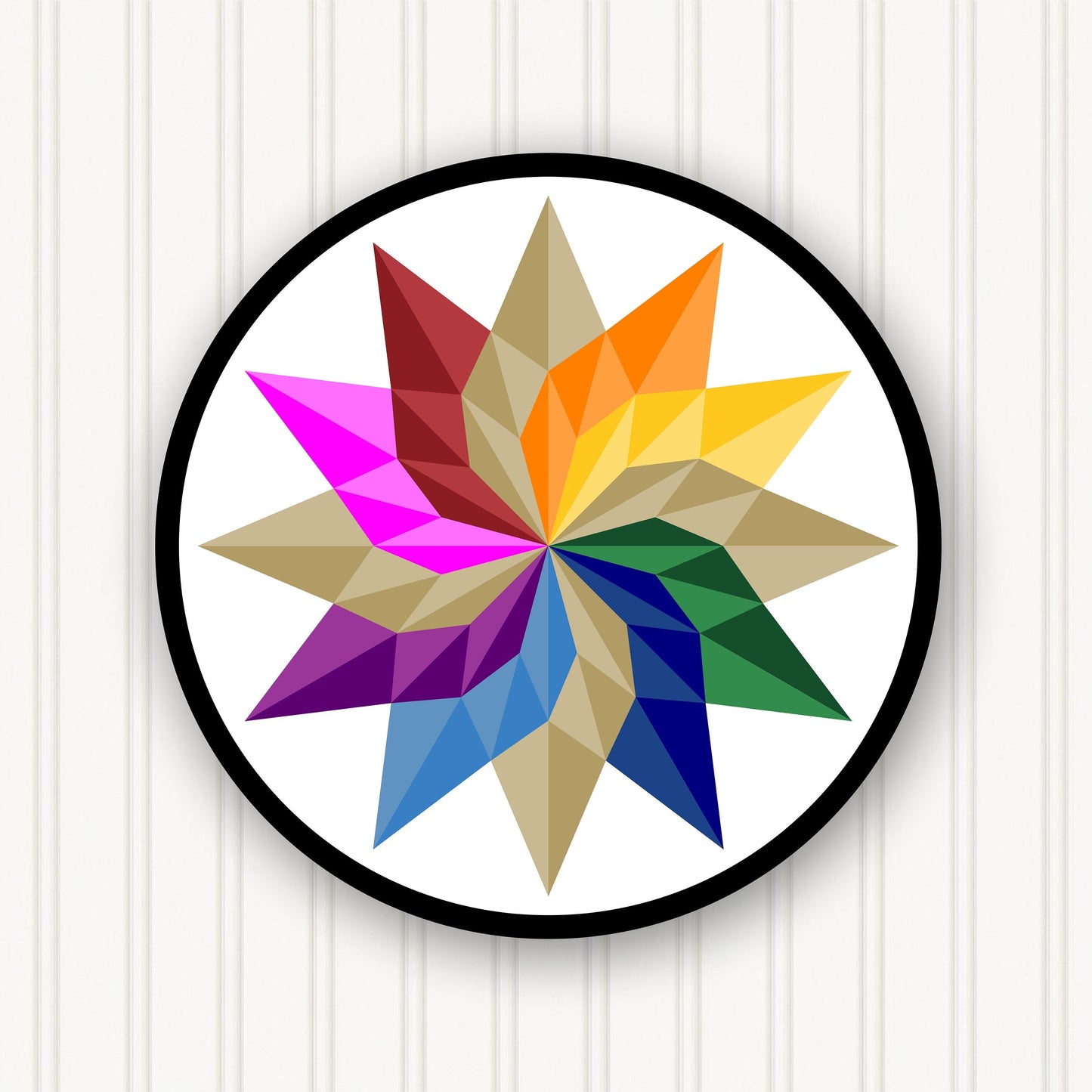 Round BARN QUILT,  7 Beautiful Sizes, Wall Art Decor, Barn Quilt Sign, Barn Quilt Design BQR072-04